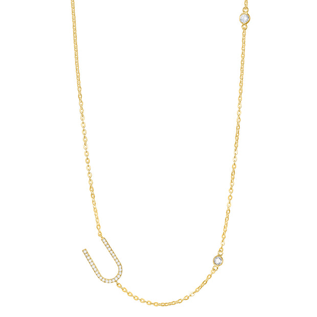 Statement Sparkle Initial Necklace-Gold and Silver