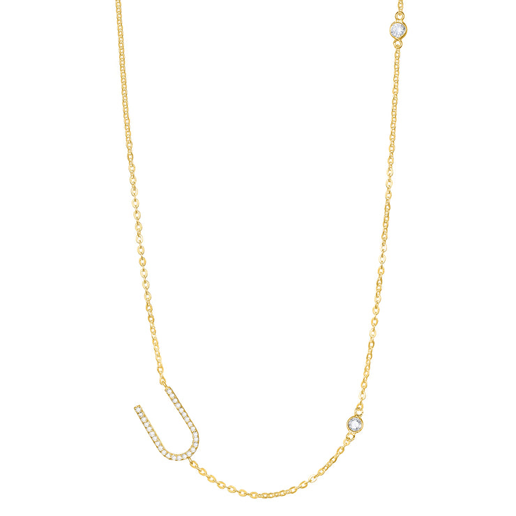 Statement Sparkle Initial Necklace-Gold and Silver