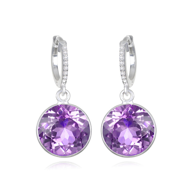 New! Grand Gemstone Huggies-Pink Amethyst