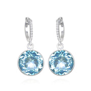 New! Grand Gemstone Huggies-Blue Topaz