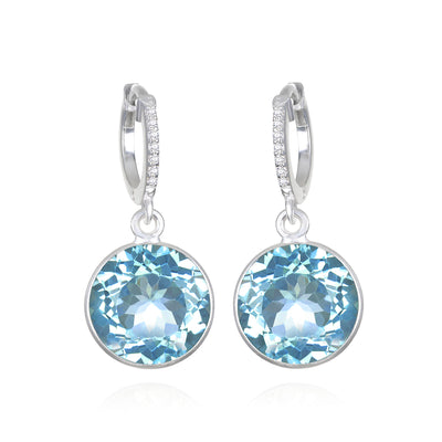 New! Grand Gemstone Huggies-Blue Topaz