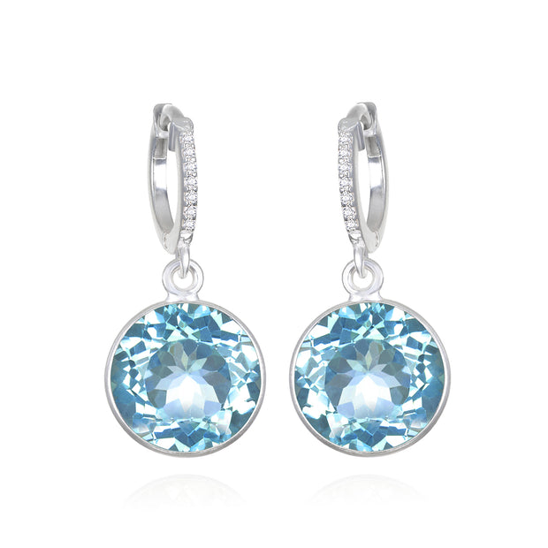 New! Grand Gemstone Huggies-Blue Topaz