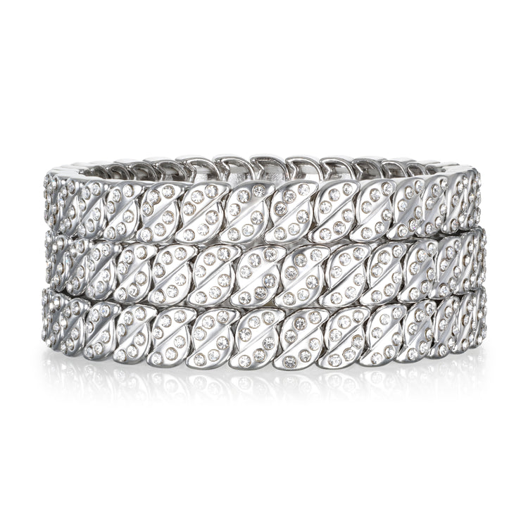 Pavé Silver Beaded Bracelet