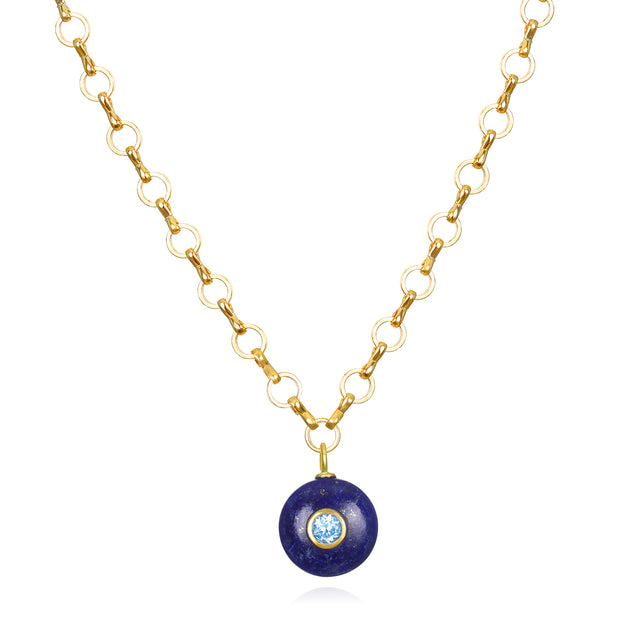 New! Lapis & Blue Topaz Petite Loop Necklace
