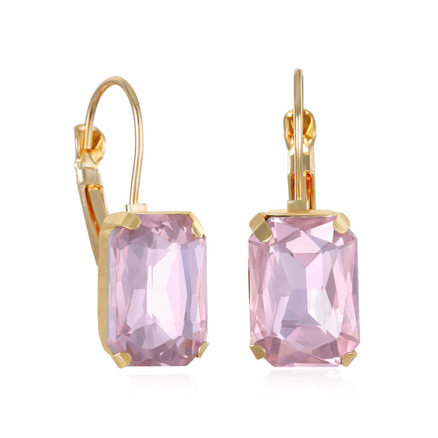 London Emerald Cut Earring-Pink Peony