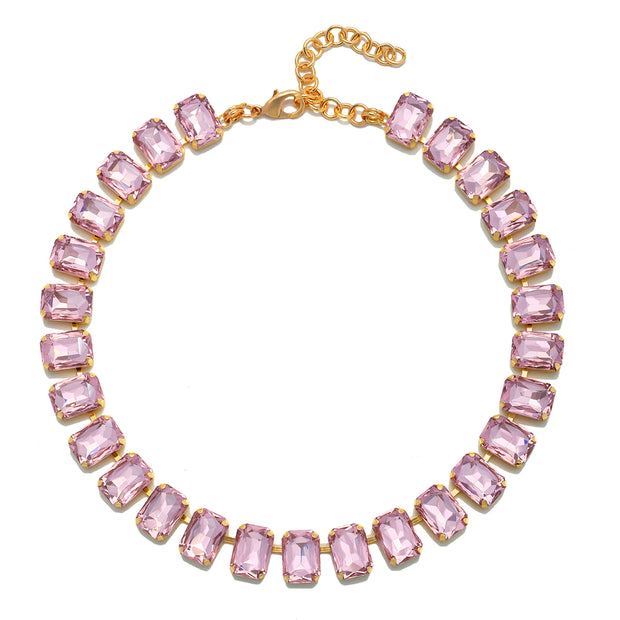 London Emerald Cut Choker-Pink Peony