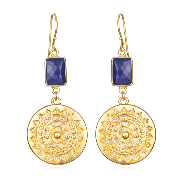 New! Sun Medallion Dangles - Blue Lapis