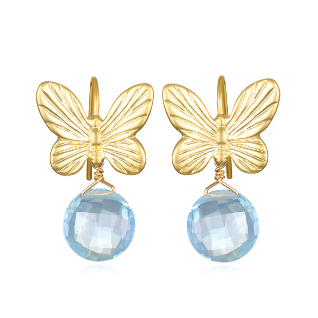 Sky Blue Topaz Butterfly Dangles