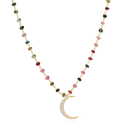 New! Tourmaline Crescent Necklace
