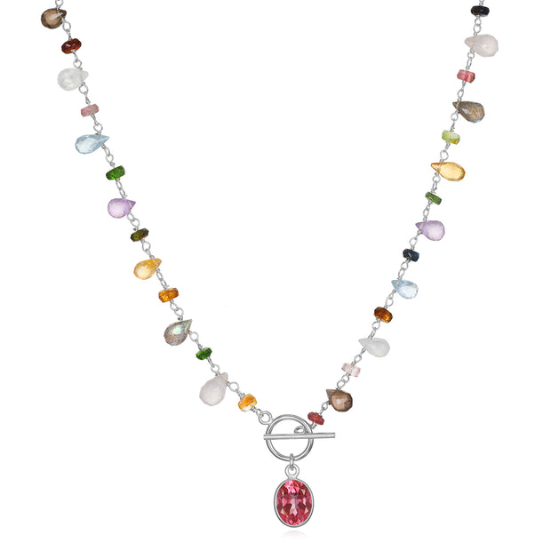 Wildflower Toggle Necklace-Pink Topaz