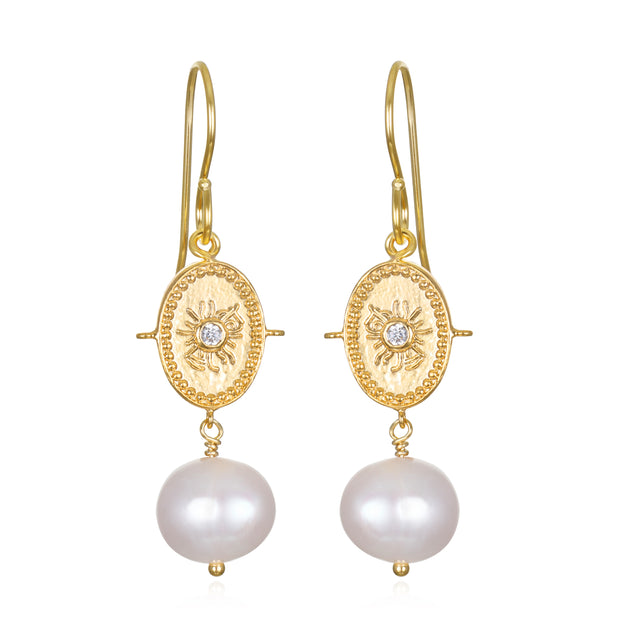 New! Freshwater Pearl Medallion Dangles