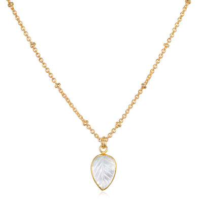 Carved Leaf Pendant - Mother of Pearl