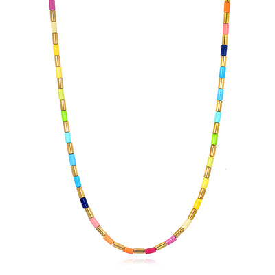 Rainbow Enamel Beaded Necklace