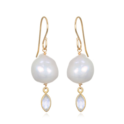 Baroque Pearl & Moonstone Earrings