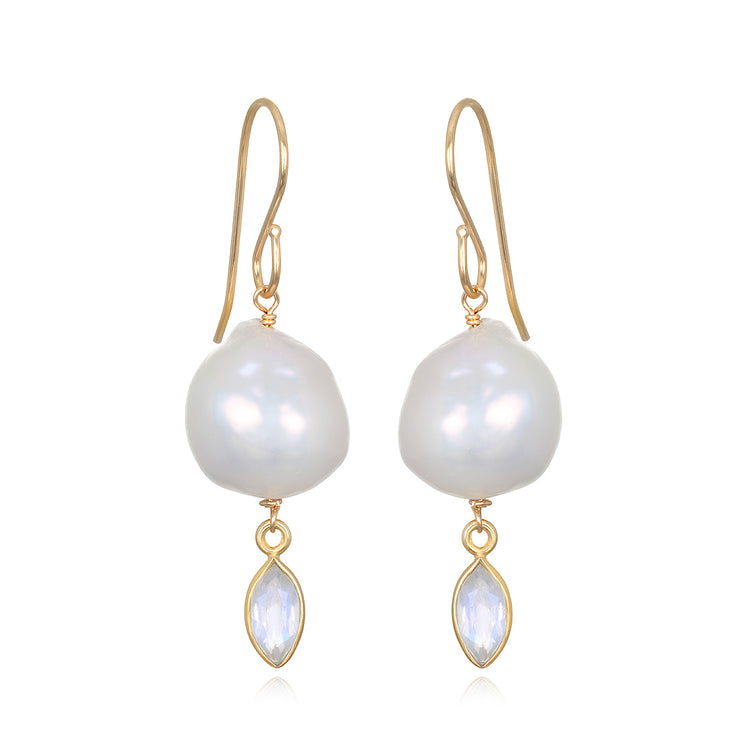 Baroque Pearl & Moonstone Earrings
