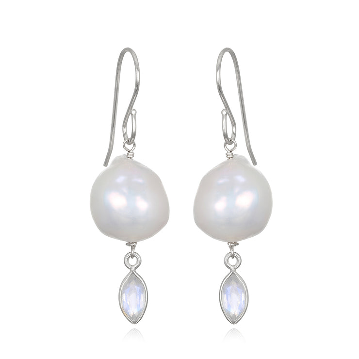 Baroque Pearl & Moonstone Earrings