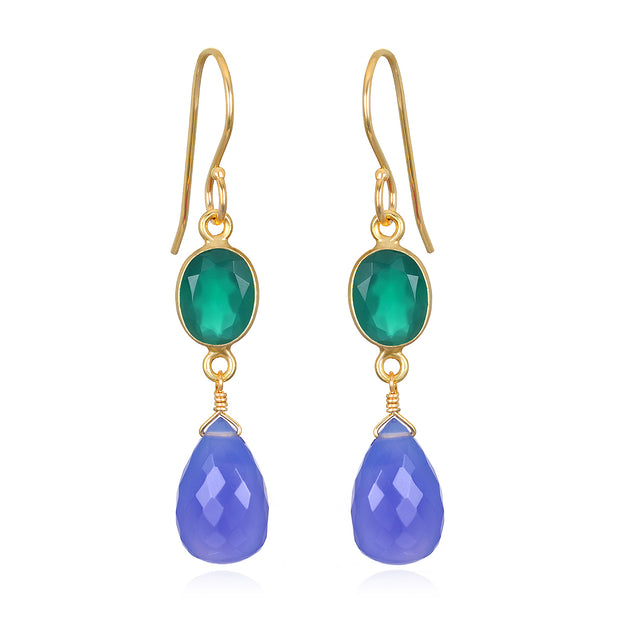 Gemdrop Earrings - Green Onyx & Chalcedony