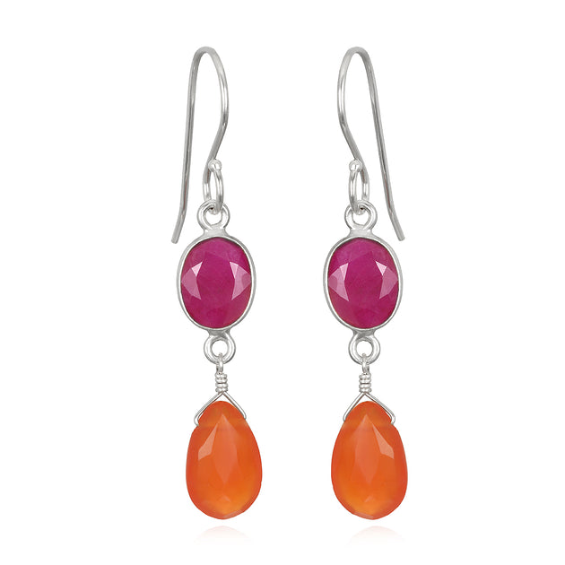 Gemdrop Earrings - Ruby & Carnelian – Amelia Rose Design