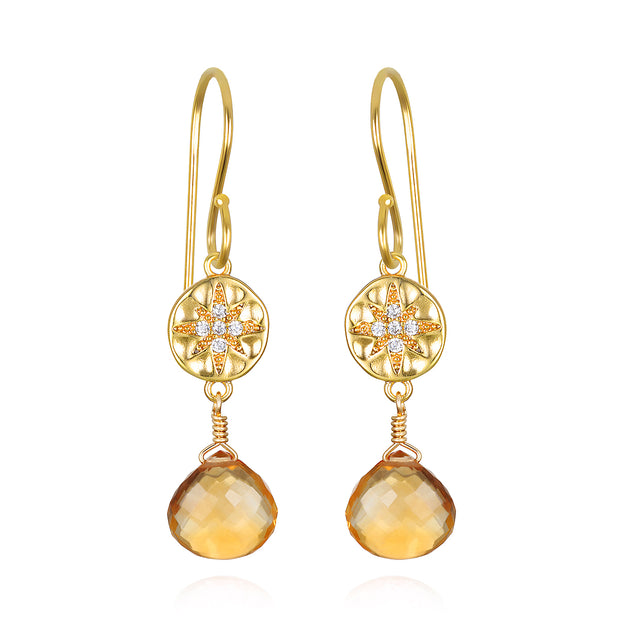 Starburst Dangle Earrings - Citrine