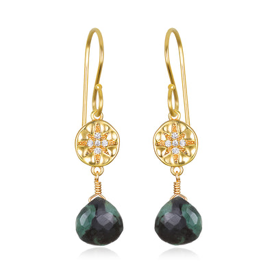 Starburst Dangle Earrings - Emerald