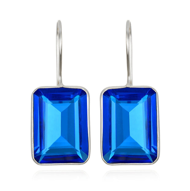 Emerald Cut Valencia-Cobalt Blue Silver