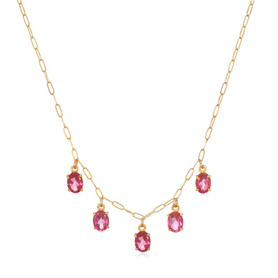 Pink Topaz Dangle Necklace