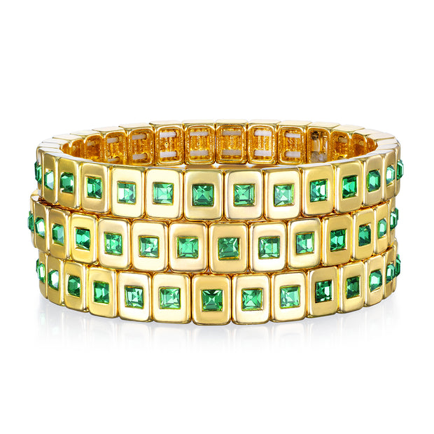 Green Sparkle Tile Bracelet