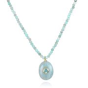 New!  Triple Gemstone Beaded Chokers-Aquamarine & Larimar