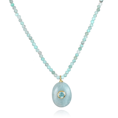 New!  Triple Gemstone Beaded Chokers-Aquamarine & Larimar