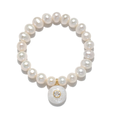 New! Freshwater Pearl, Moonstone & Topaz Bracelet