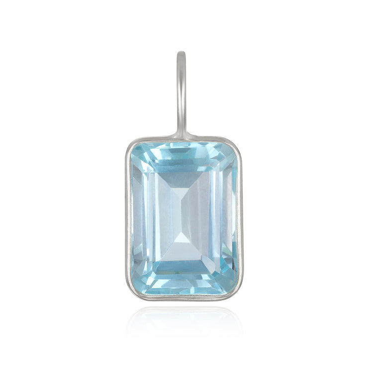 Emerald Cut Gemstone Charm - Sky Blue Topaz
