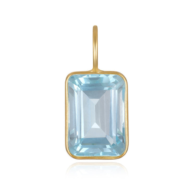 Emerald Cut Gemstone Charm - Sky Blue Topaz