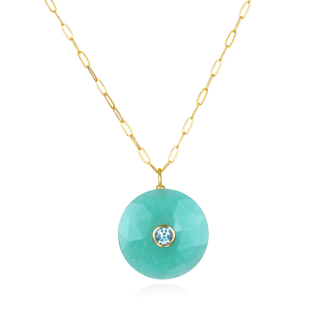New!  Amazonite & Topaz Statement Paperclip Necklace