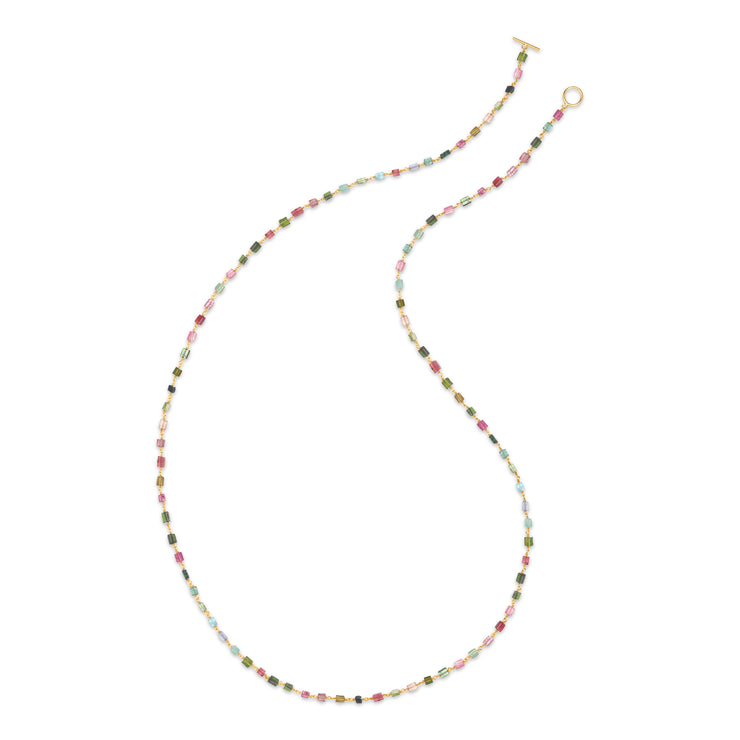 Tourmaline Chicklet Long Necklace