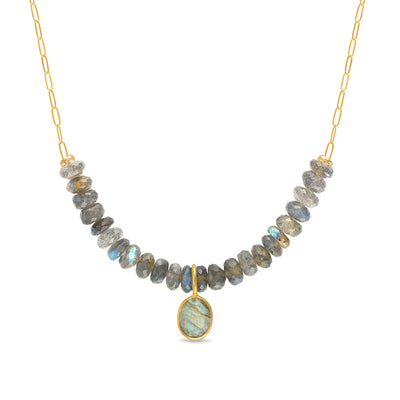 Beaded Charm Necklace - Labradorite