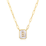 New! Mother of Pearl Paperclip Initial Necklace