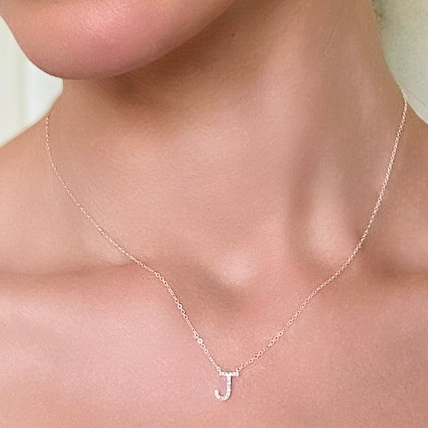 Diamond Initial Necklace-Silver