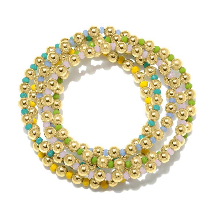 Beaded Stretchy Bracelets-Gold