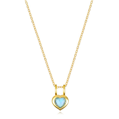 Birthstone Heart Necklace - December Sky Blue Topaz