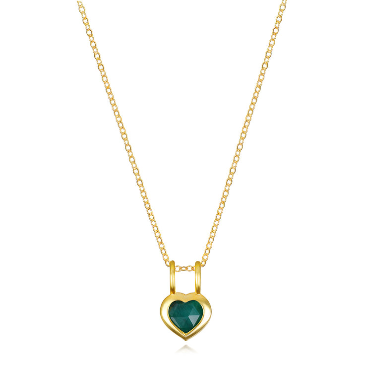 Birthstone Heart Necklace - May Emerald