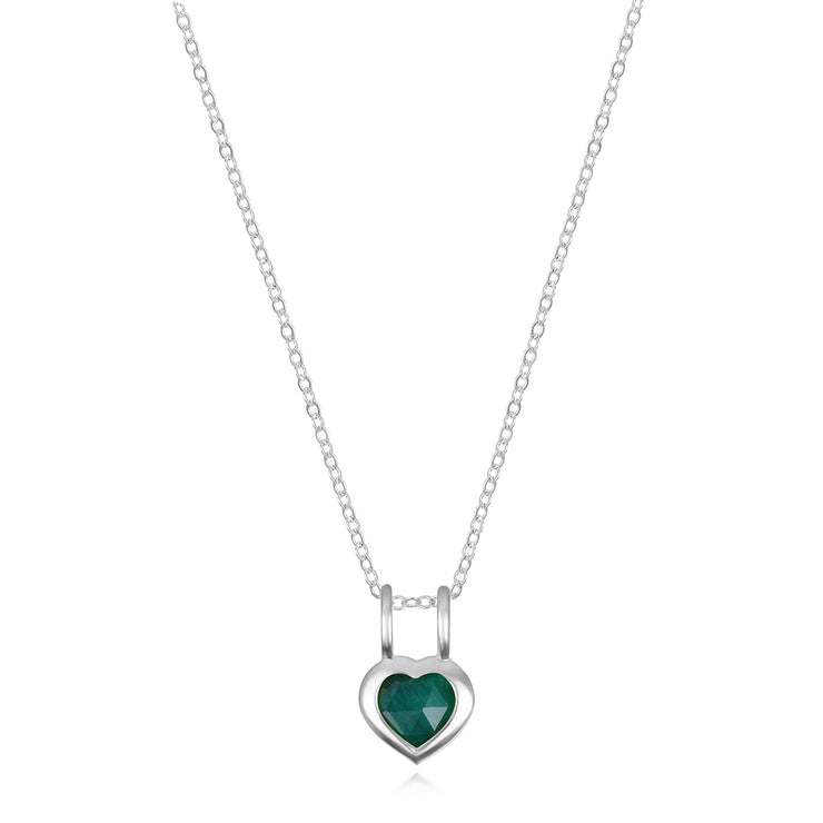 New! Birthstone Heart Pendant - May/Emerald