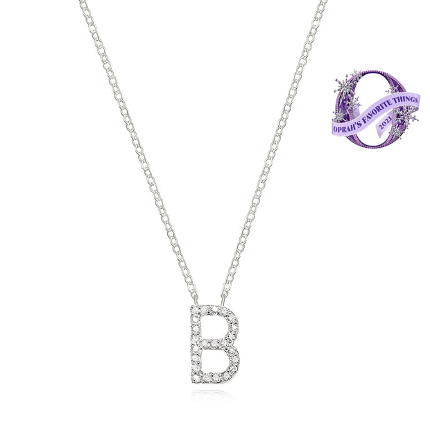 Diamond Initial Necklace-Silver