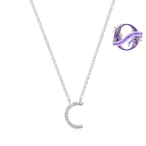 Diamond Initial Necklace-Silver