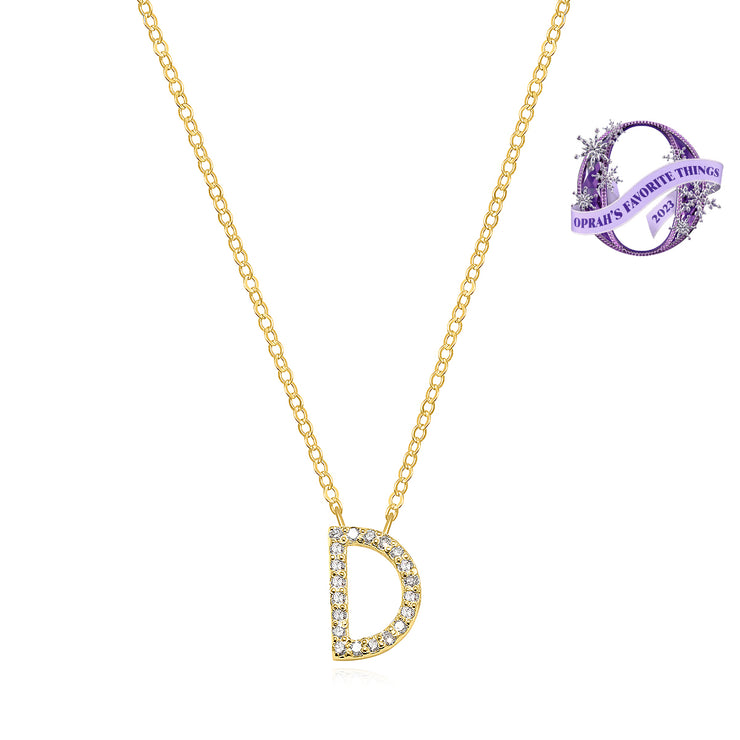 Dainty Diamond Mini Armenian Initial Pendant Necklace in 14k Yellow Go |  Takar Jewelry