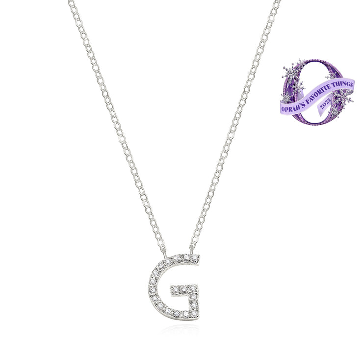 Diamond Initial Necklace-Silver