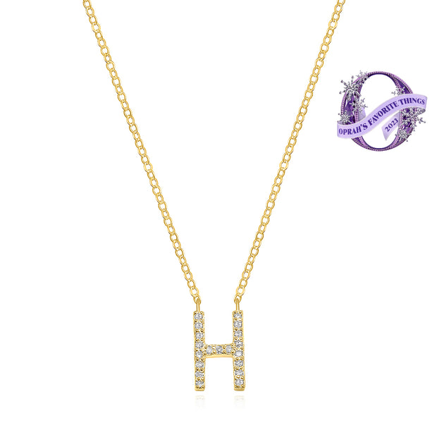 Diamond Initial Necklace-Gold