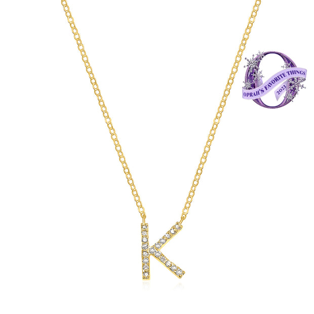 Diamond Initial Necklace-Gold