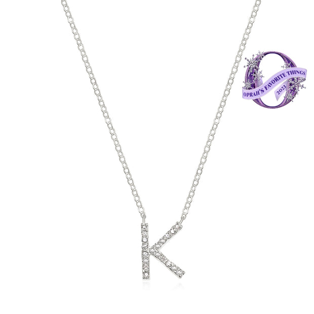 Diamond Initial Necklace-Silver