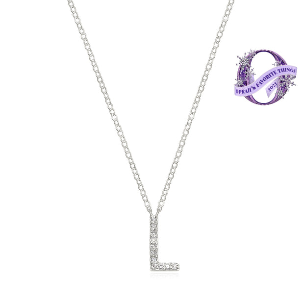 Diamond Initial Necklace-Silver