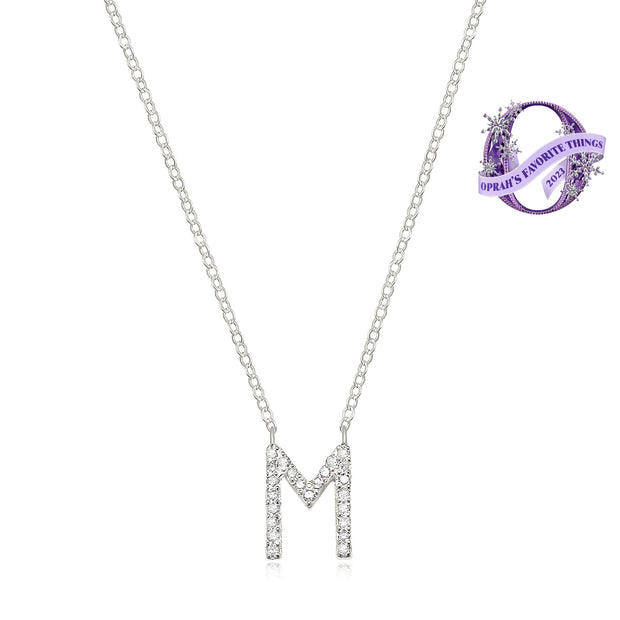 Diamond Initial Necklace-Silver